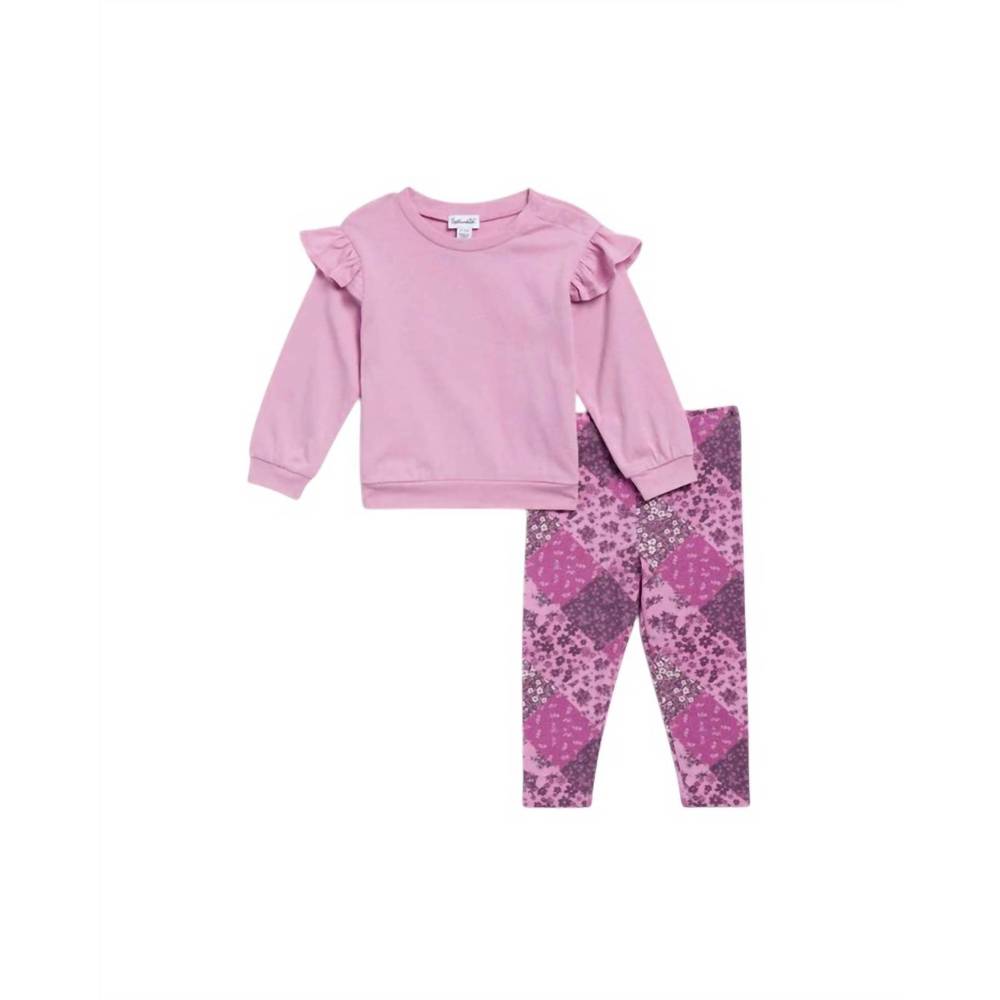 NEW SPLENDID patchwork ruffled two piece set in purple